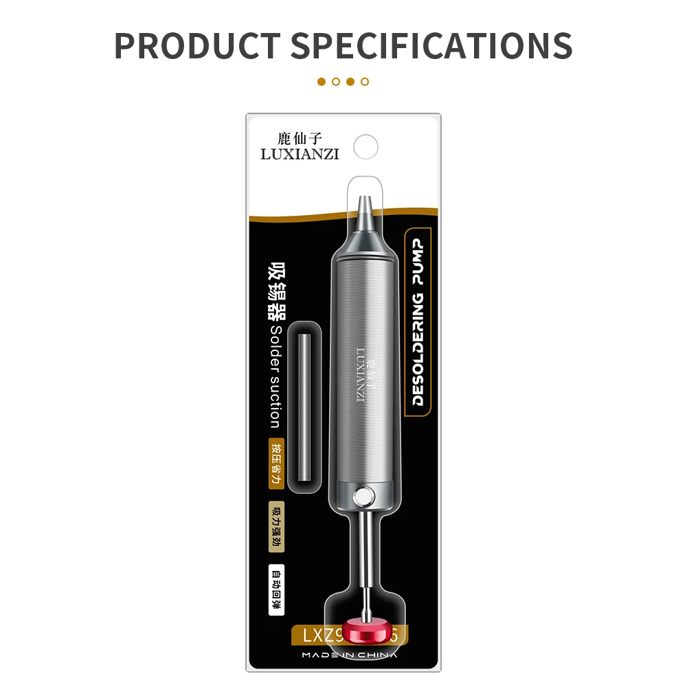 LUXIANZI Powerful Desoldering Pump Aluminum Suction Tin Gun Vacuum Soldering Iron Desolder Solder Sucker Pen Removal Hand Tools desoldering suction pump desoldering pump