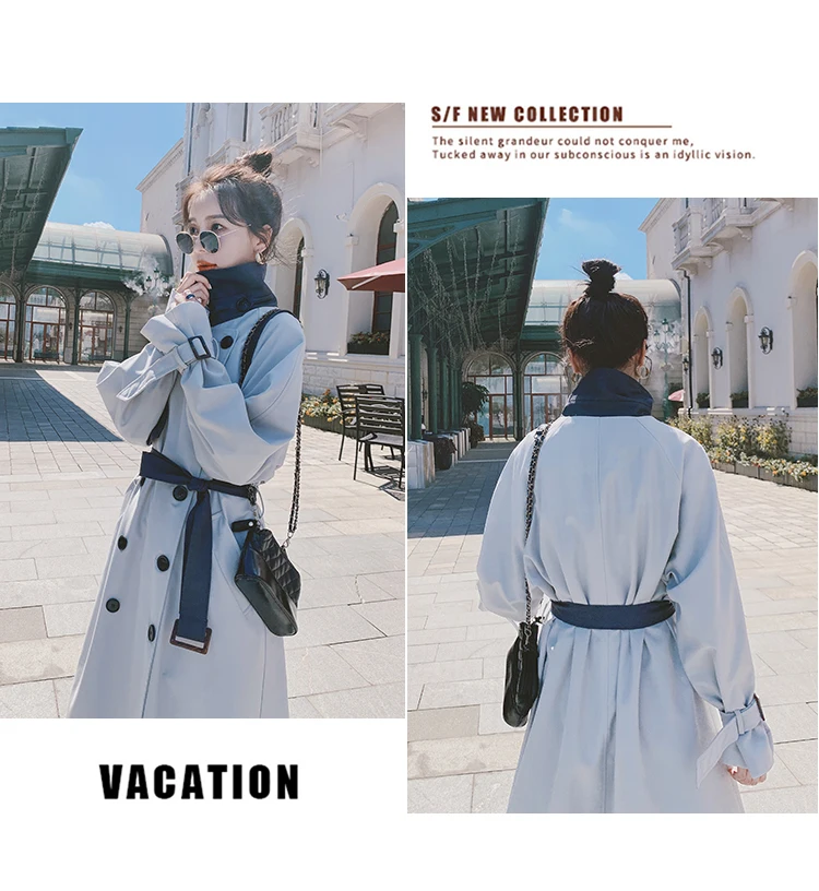 black puffer coat womens Fashion New Spring Autumn Windbreaker For Women Long Trench Coat Lady Duster Coat Double-Breasted Patchwork Female Clothes puffer coat women