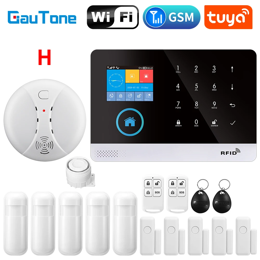 Gautone Wifi Gsm Wireless Smart Sistema Di Allarme Antifurto Kit Fai Da Te Con Sensore Porta E Sensore Di Movimento Pir Funziona Con Alexa