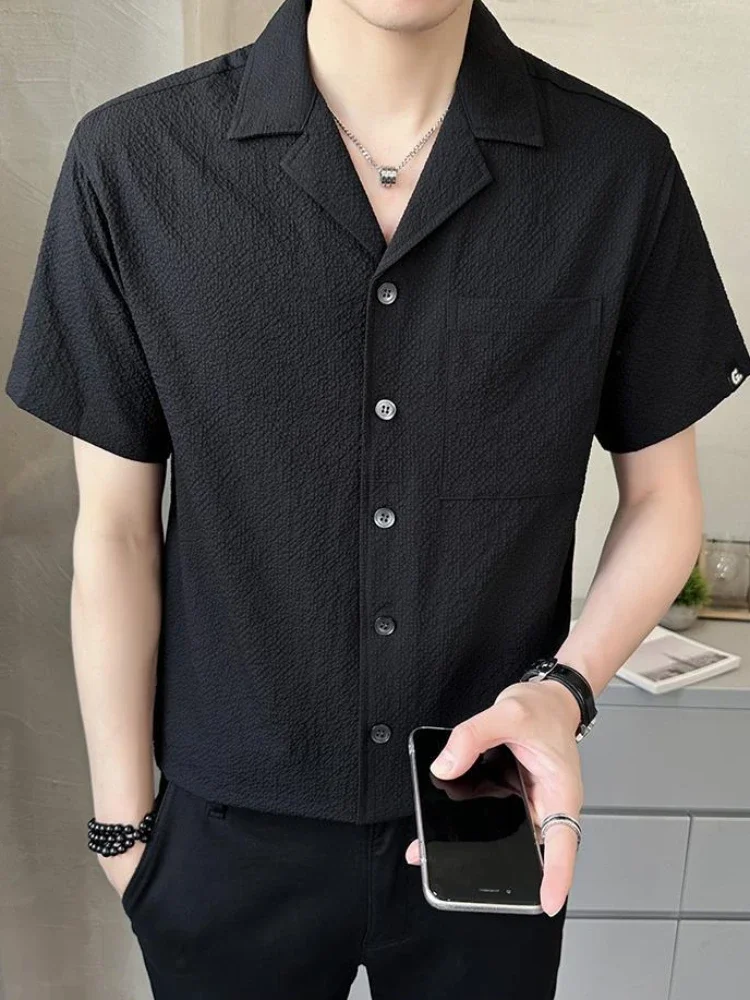 

Male Shirts Black Oversize Men's Shirt Plain with Sleeves Trendyol Cheap Brand Collar Hipster Original Button Up Casual New in I