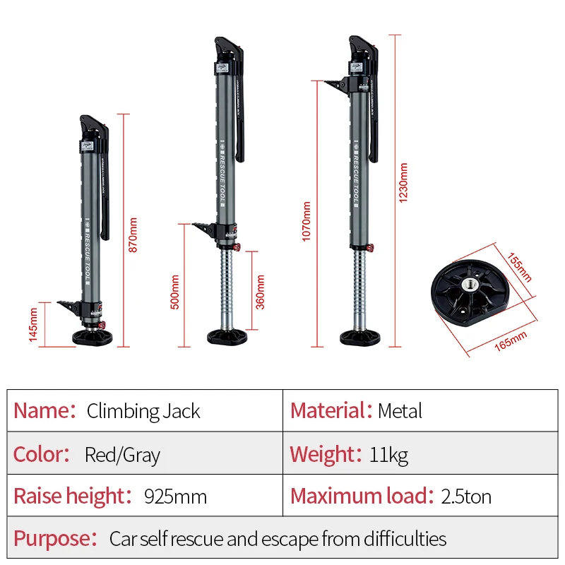 2500kg Hydraulic monkey climbing pole Jack Car rescue and self rescue trailer jack