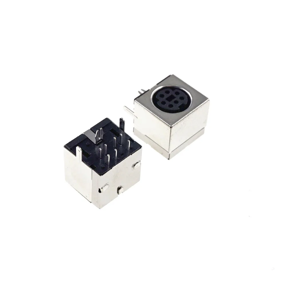 10pcs 원형 콘센트 커넥터 미니 Din 3 4 5 6 7 8 9 10 핀 암 Din 소켓 MD-SM 쉴드 직각 스루 홀 PCB