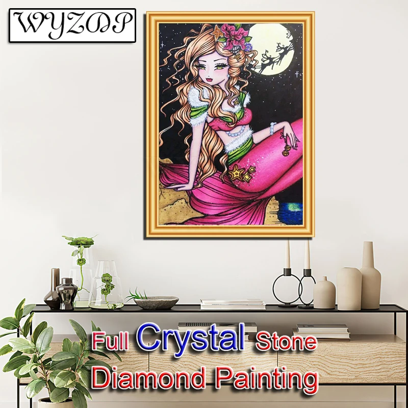 

5d «сделай сам», полноразмерная картина из страз, мультяшная девушка, квадратная мозаика, вышивка крестиком, алмазная живопись, кристалл, домашний декор 20231016