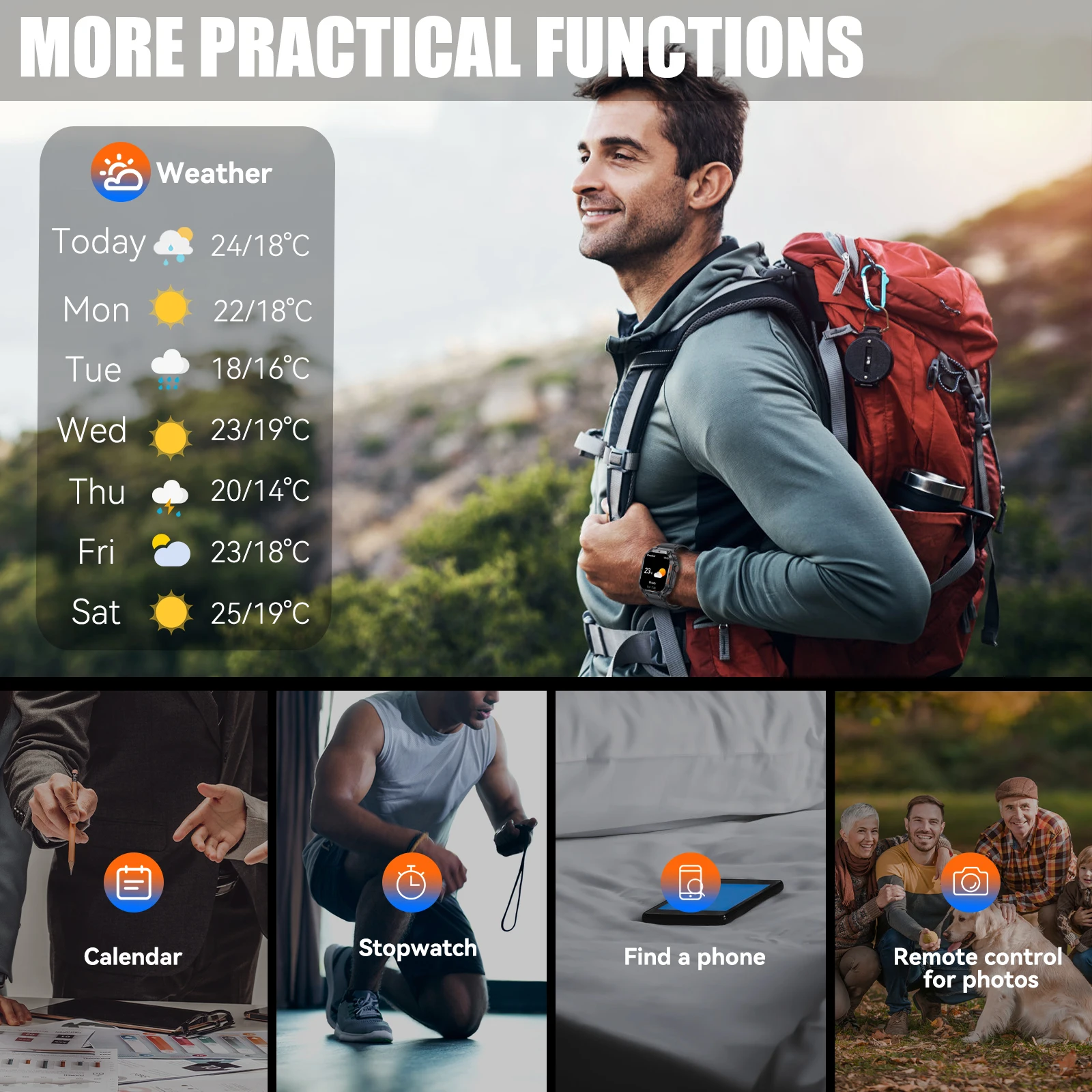 LaNikar Smart Watches For Men Bluetooth Call Screen Fitness Tracker Heart Rate Blood Pressure IP68 Waterproof for iPhone Android 2