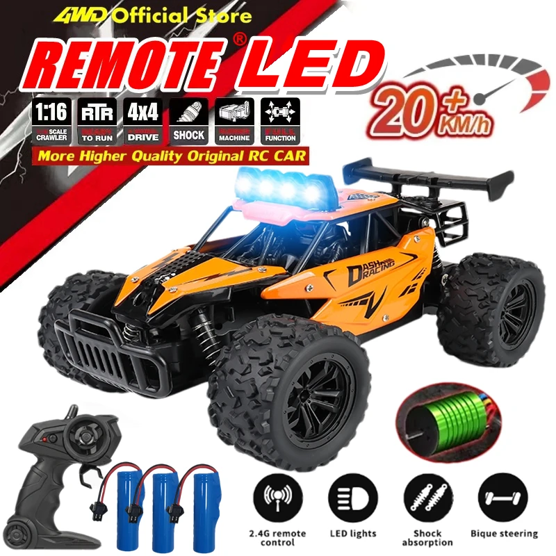 remote control car Remote Control Car RC Drift Racing 1:16 Vehicle Off Road Alloy 2.4G Radio High-Speed Trucks LED Light Climbing Gift Kid Toy