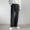 Men Pants Button Zipper Fly Pockets Loose Korean Style Suit Pants Spring Autumn Mid-Waist Straight Wide Leg Casual Trousers 4