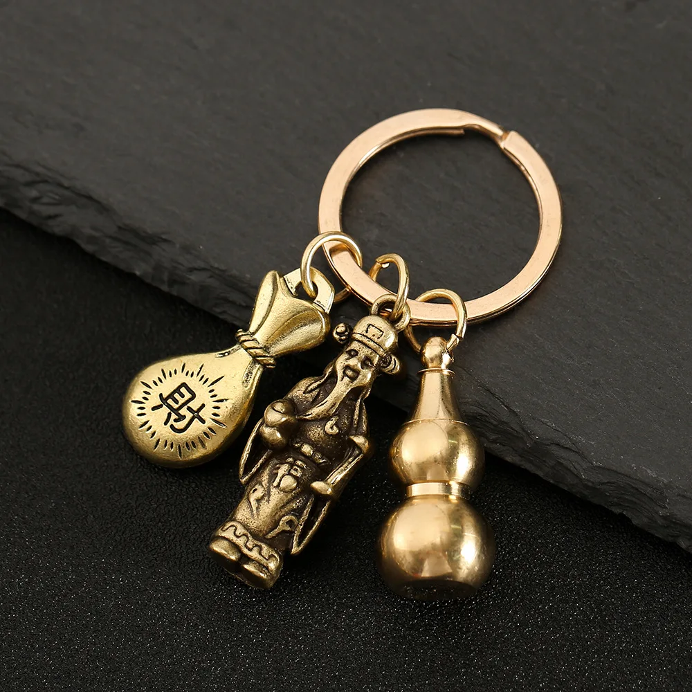 Heiheiup Pendant Pendant Metal Car Gourd Keychain Brass Keychain Copper  Keychains Key Clip for Purse