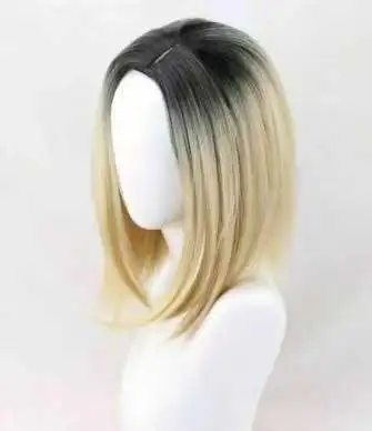 Anime Wigs Anime Wigs Cosplay Bride of Chucky Hair Gradient Color Wig Rose Net Short Hair Headgear + wig cap