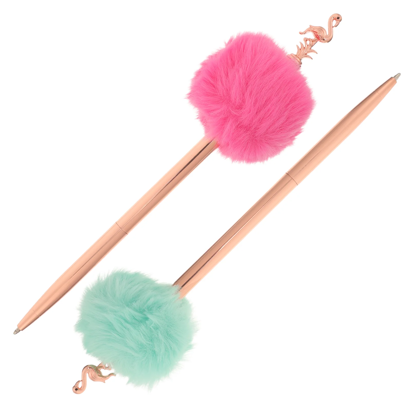 Cabilock Swan Pom Pom Pen 2Pcs Cute Novità Fuzzy Pens Fluffy Ball Writing Penne A Sfera