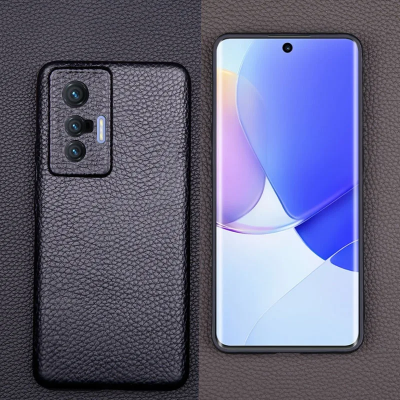 Hot Sales New Wholesale Retail Full Grain Cow Skin Leather Cover Cases For Vivo X70 Pro Plus Genuine Cowhide Case