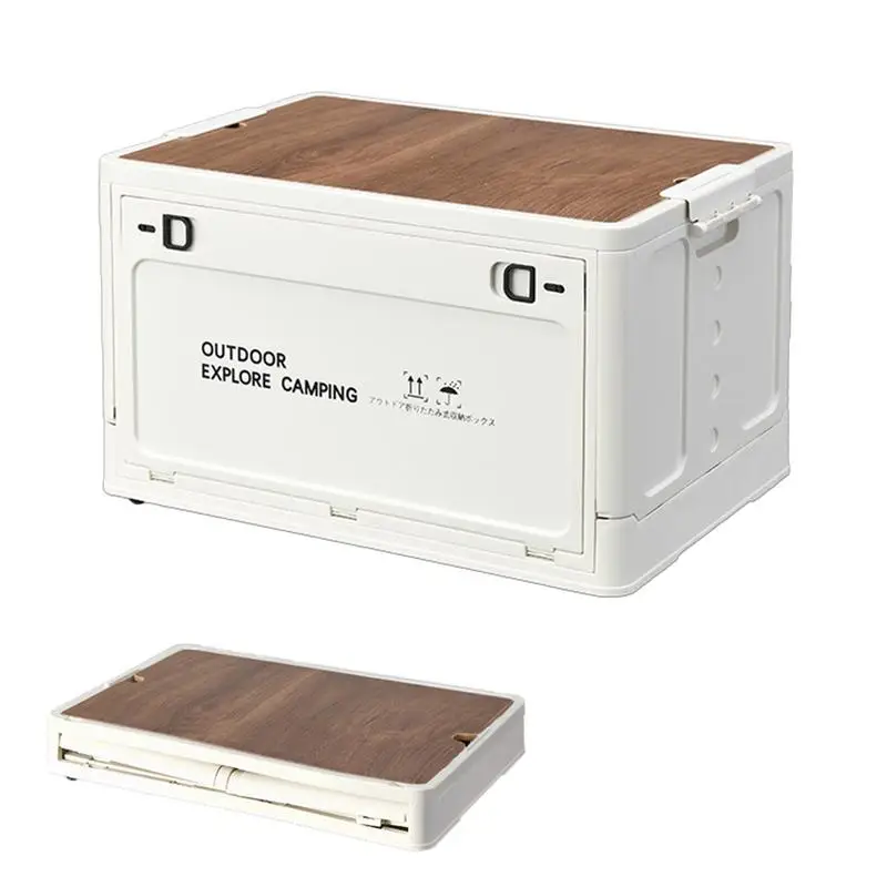 

Складной ящик для хранения для кемпинга, складной, с деревянной крышкой, Многофункциональный складной ящик для хранения для улицы