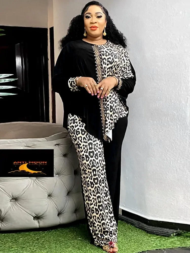 Women Two Piece Set 2 Piece African Spring Autumn Matching Sets Top Pants Suits