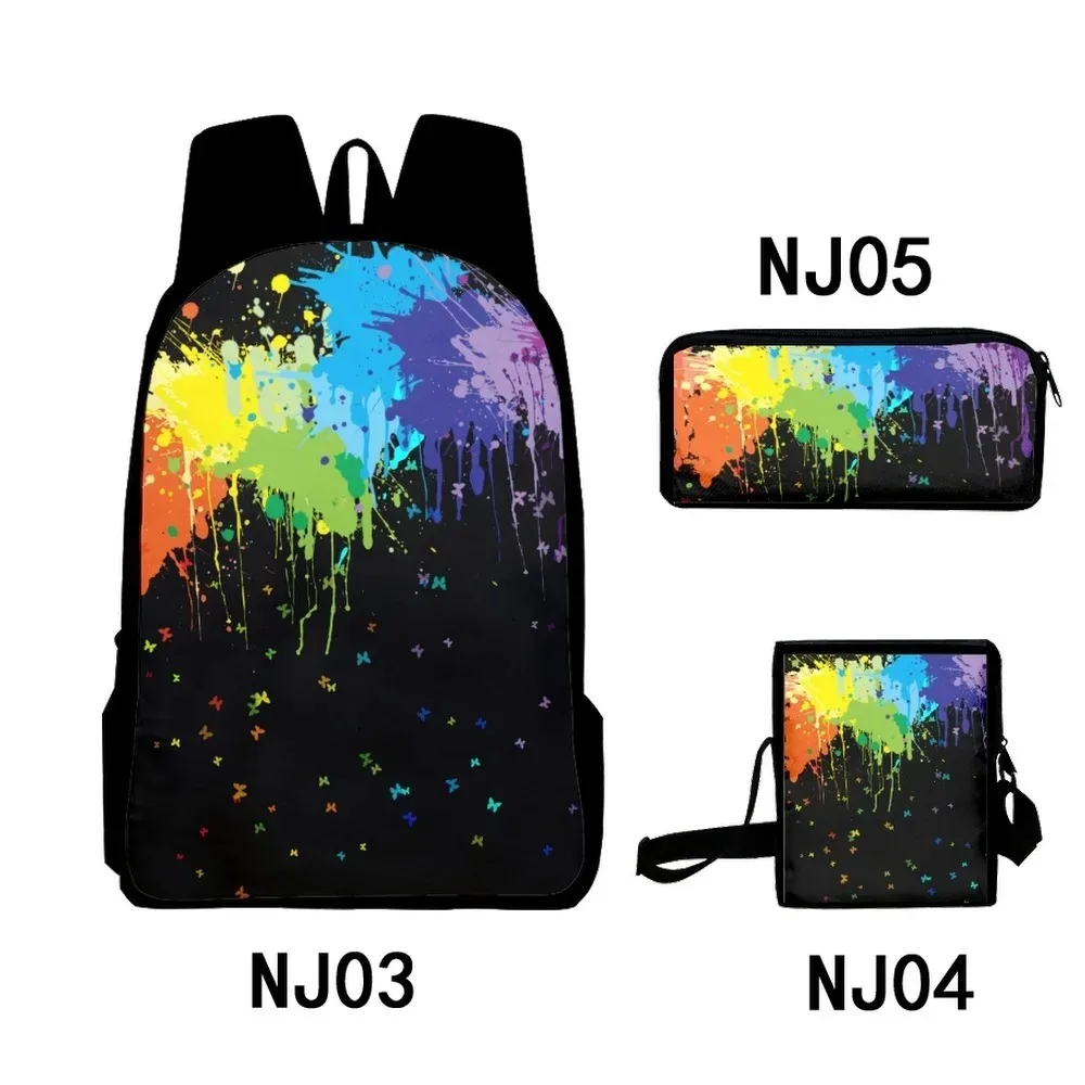 Harajuku Popular Abstract Patterns 3D Print Student School Bags, Laptop Backpack, Backpack, Tilt Shoulder Bag, Pencil Case, 3Pcs