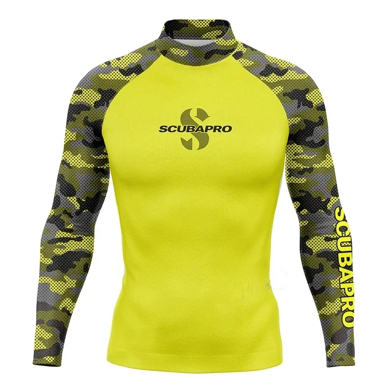 

2024 Men's Anti-UV Surf Shirt Long Sleeve Swimwear Breathable Quick-Drying Swimming T-Shirt Summer Beachwear Rash Guards Surfing