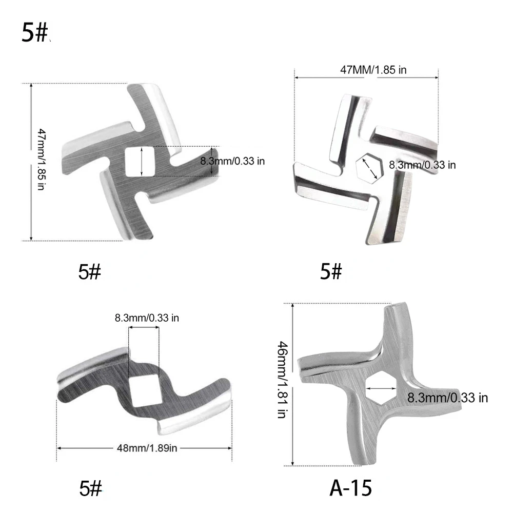 Meat Grinder Pinion Mixer Spare Parts Meat Grinder Knife Stainless Steel Grille for Food Grinder Accessories Kitchen Tool 5