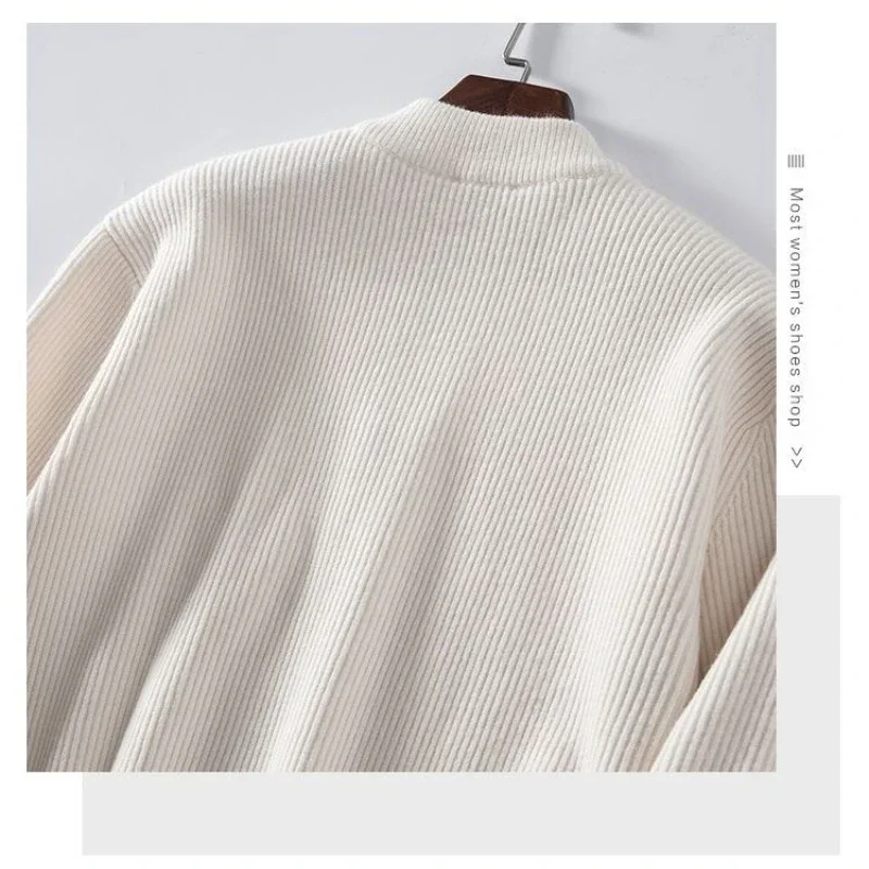 Autumn Winter Solid Color Japanese Zipper Casual Sweaters Man Long Sleeve Loose Fashion vertical stripe cardigan Male Coat