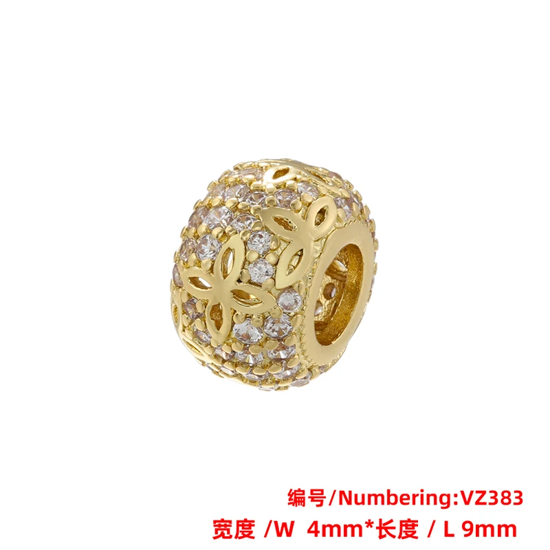 ZHUKOU Brass flowers beads for jewelry making Cubic zirconia diy handmade Bracelets jewelry making beads Jewelry materials VZ380