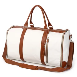 Elegant PU Leather Large Travel Carry-On Bag (Cream)
