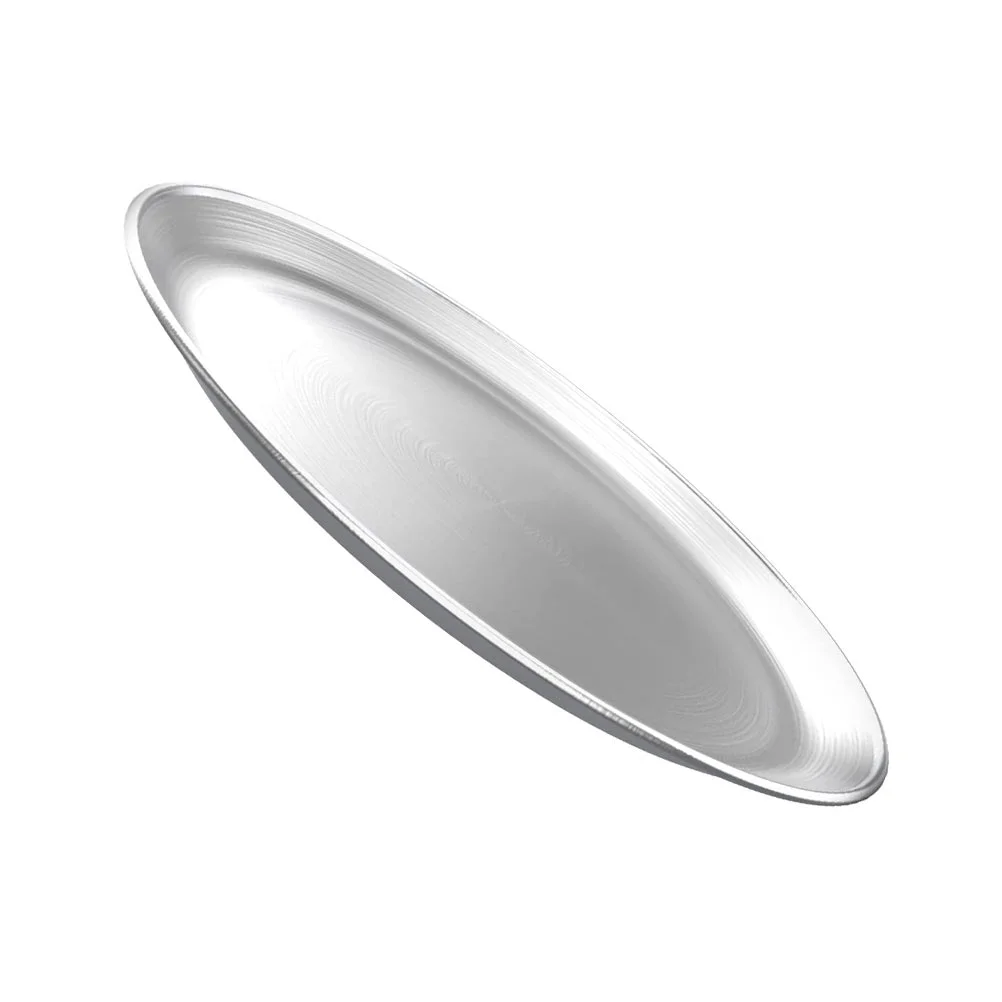 Pizza Plate Metal Baking Pans Dishes for Oven Round Tray Food Storage Stainless Steel Serving Home 2