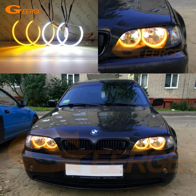 Angel Eyes Scheinwerfer für 3er BMW E46 1998-2001 H7 Halogen Schwarz +  Blinker