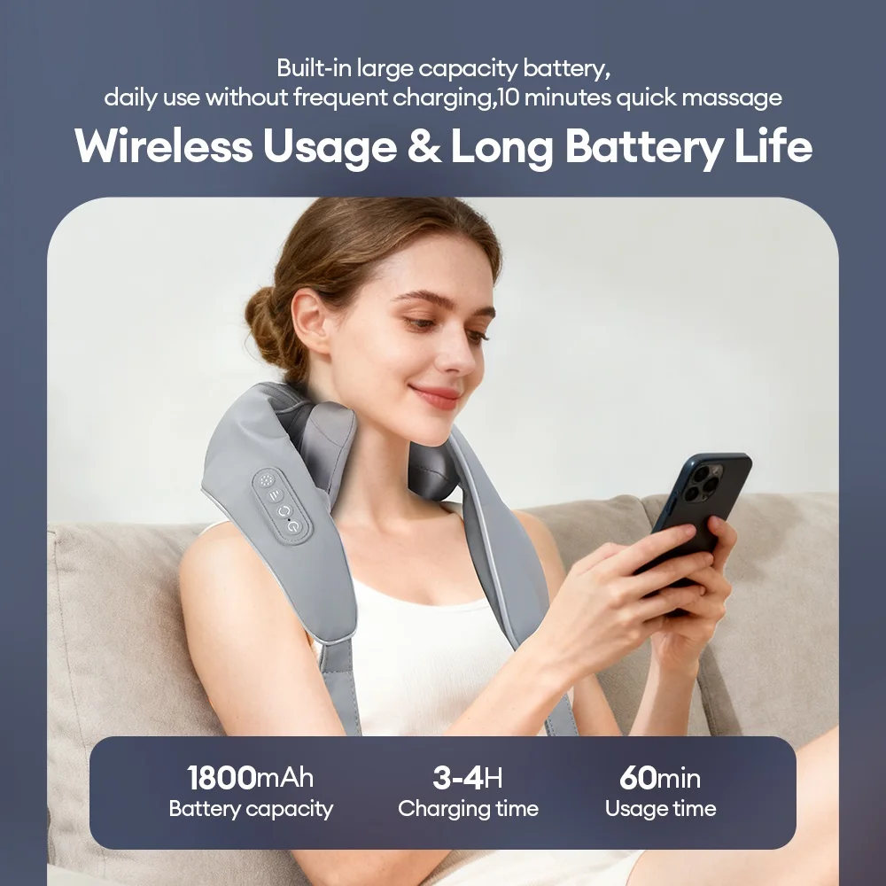 8-head Trapezius Massager Neck And Shoulder Massager Wireless Shoulder And Back Kneading Massage Relaxing Tense Muscles