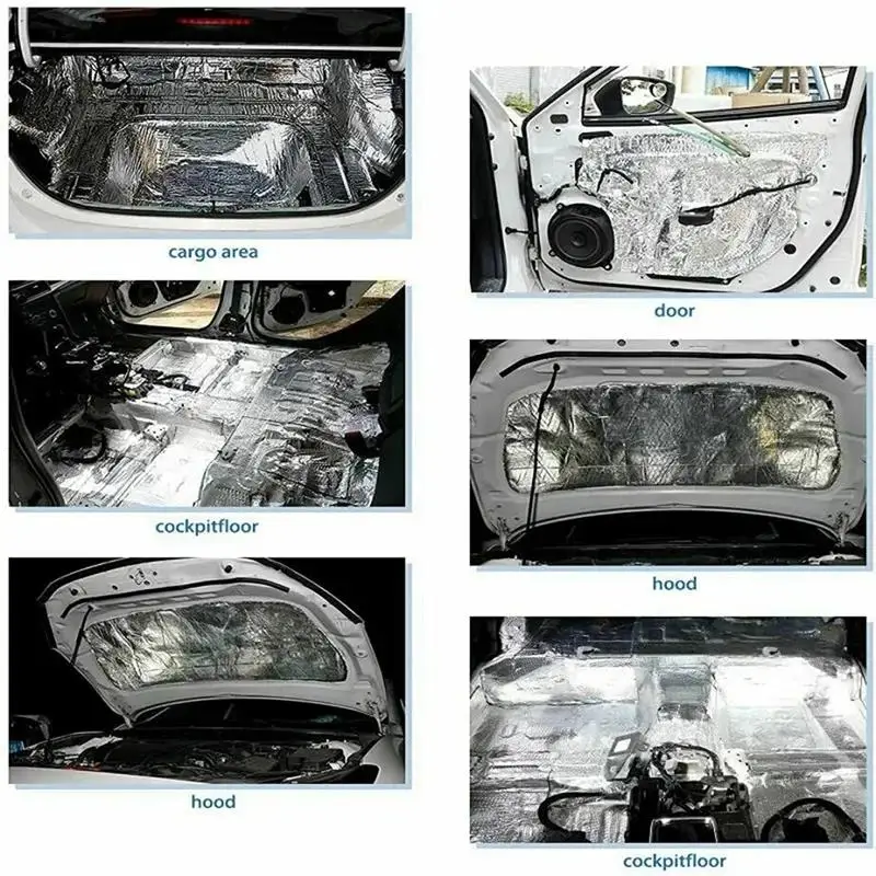 Car Sound Deadener Heat Insulation Mat Auto Van Sound Proofing Deadening Insulation Mat Car Hood Noise Insulator 5/10 Sheets