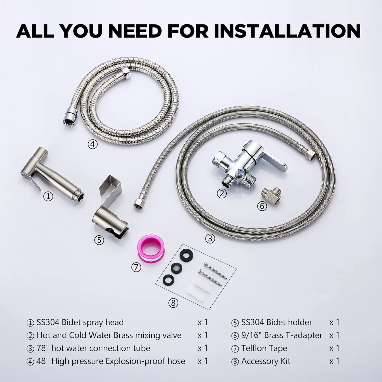 Handheld Bidet Sprayer for Toilet, Bidet Attachment for Warm Water, Hot and Cold Mixing Valve Kit, Hand Sprayer for Wash 6
