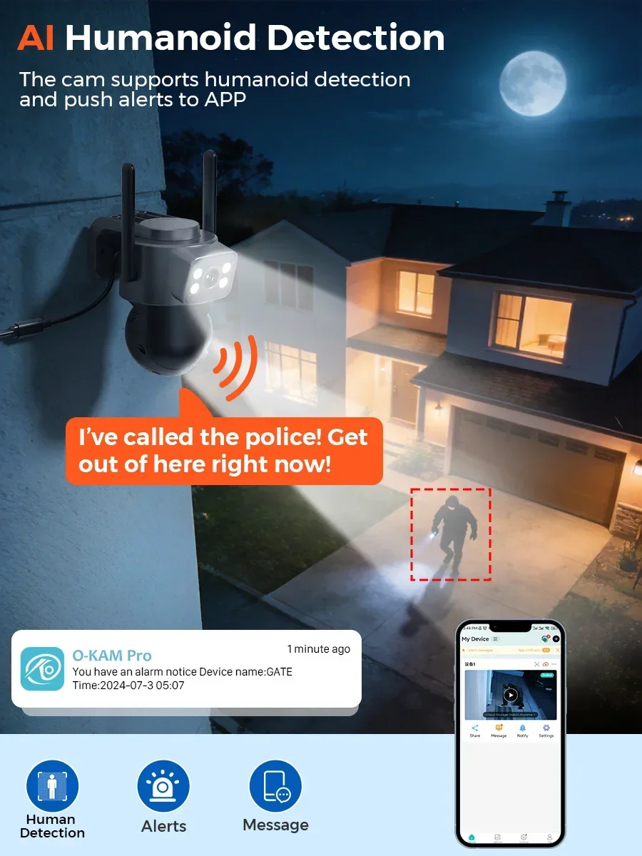 10MP 5K HD WiFi Camera Outdoor 2.4G+5G Dual Band 8MP Dual Lens Dual Screen AI Auto Tracking Security Camera Video Surveillance 3