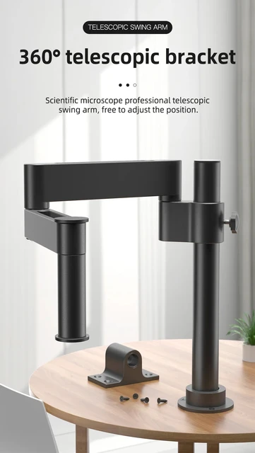 Supporto Braccio Microscopio Regolabile | Rotazione 360° | Altezza Max 700 Mm | Per Uso Industriale E Laboratorio - Foto 10