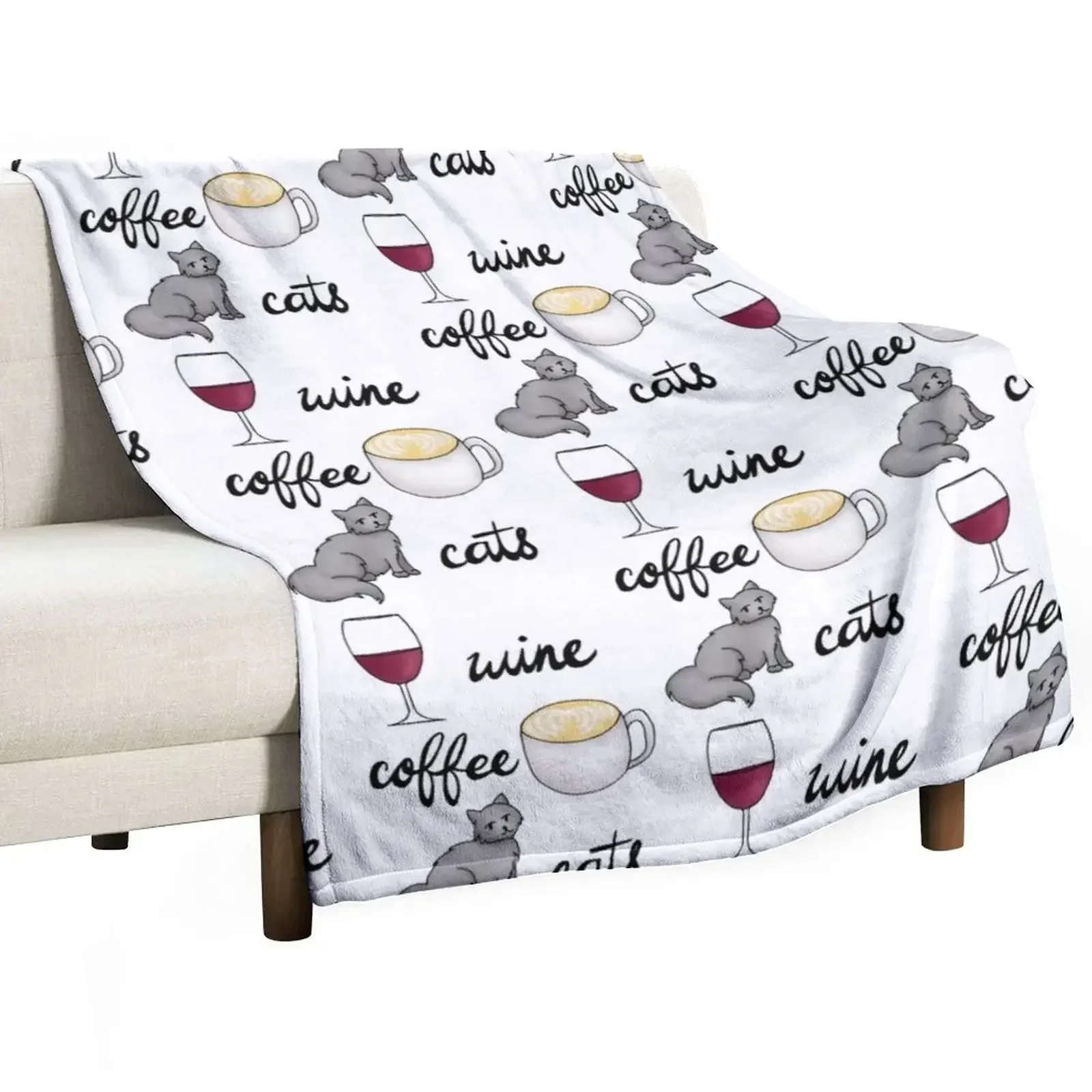 

Wine Coffee Cats Throw Blanket Baby warm winter Luxury St Shaggy Blankets