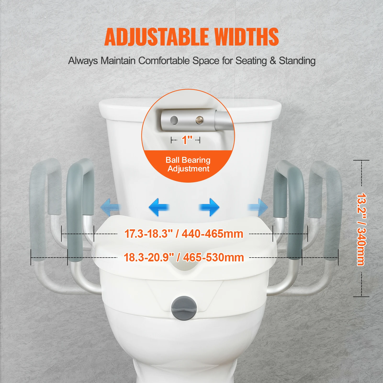 VEVOR Raised Toilet Seat 5" Height Raised 350 lbs Weight Capacity Round Elongated Toilet Twist Lock Installation Elderly toilet seat cover toilet seat accessories