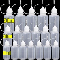 50/5pcs Plastic Squeezable Tip Bottle Refillable Applicator Bottles with Needle Tip Caps for Glue Pigment Oil Liquids Dispenser 1