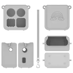 Silicone Protective Case with Lanyard and Card Slot - Dustproof and Shockproof Portable Storage Sleeve (Gray)