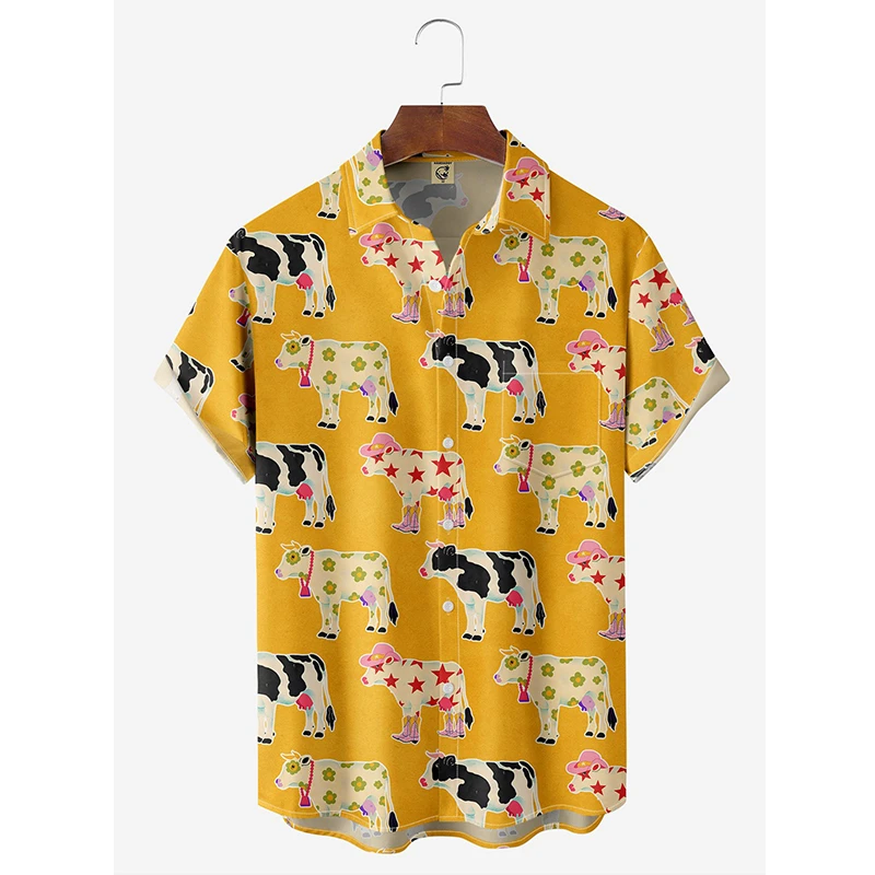 Hot New Men Fashion Luxury Hawaiian Holiday Beach Floral Cat Shirt Womens Clothes Blouse Best Ethnic Style Clothing 2024 Camisa 3