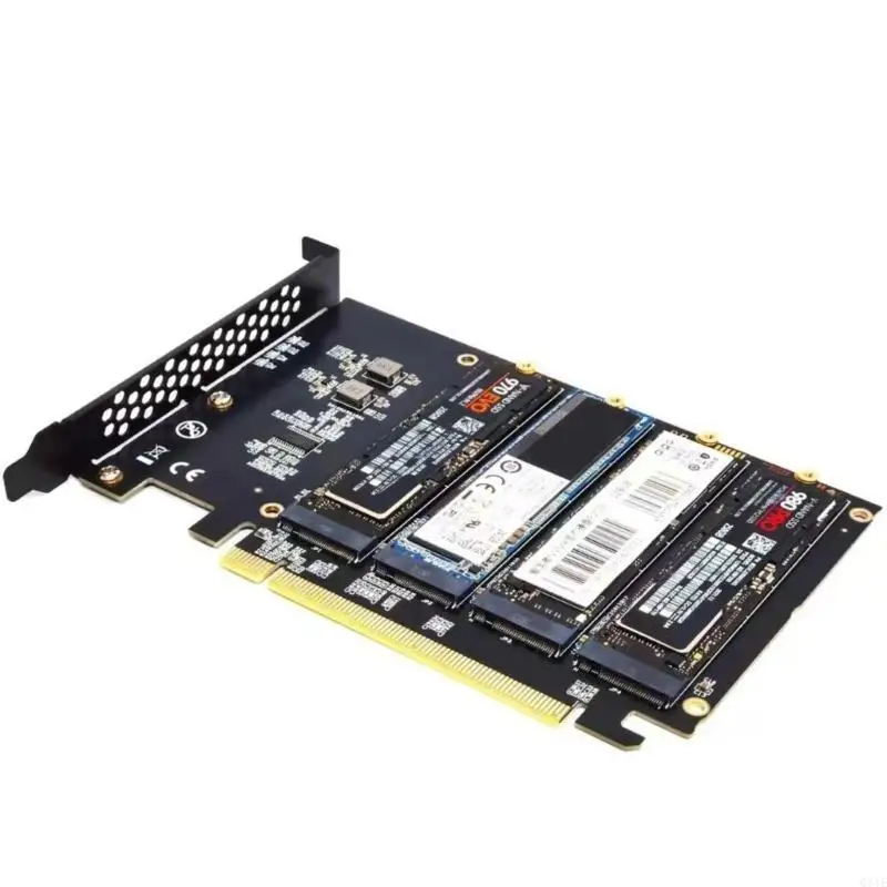 4 Port PCIe X16 Controller Internal Expansion Card PCIE to M.2 NVME Adapter Q81E