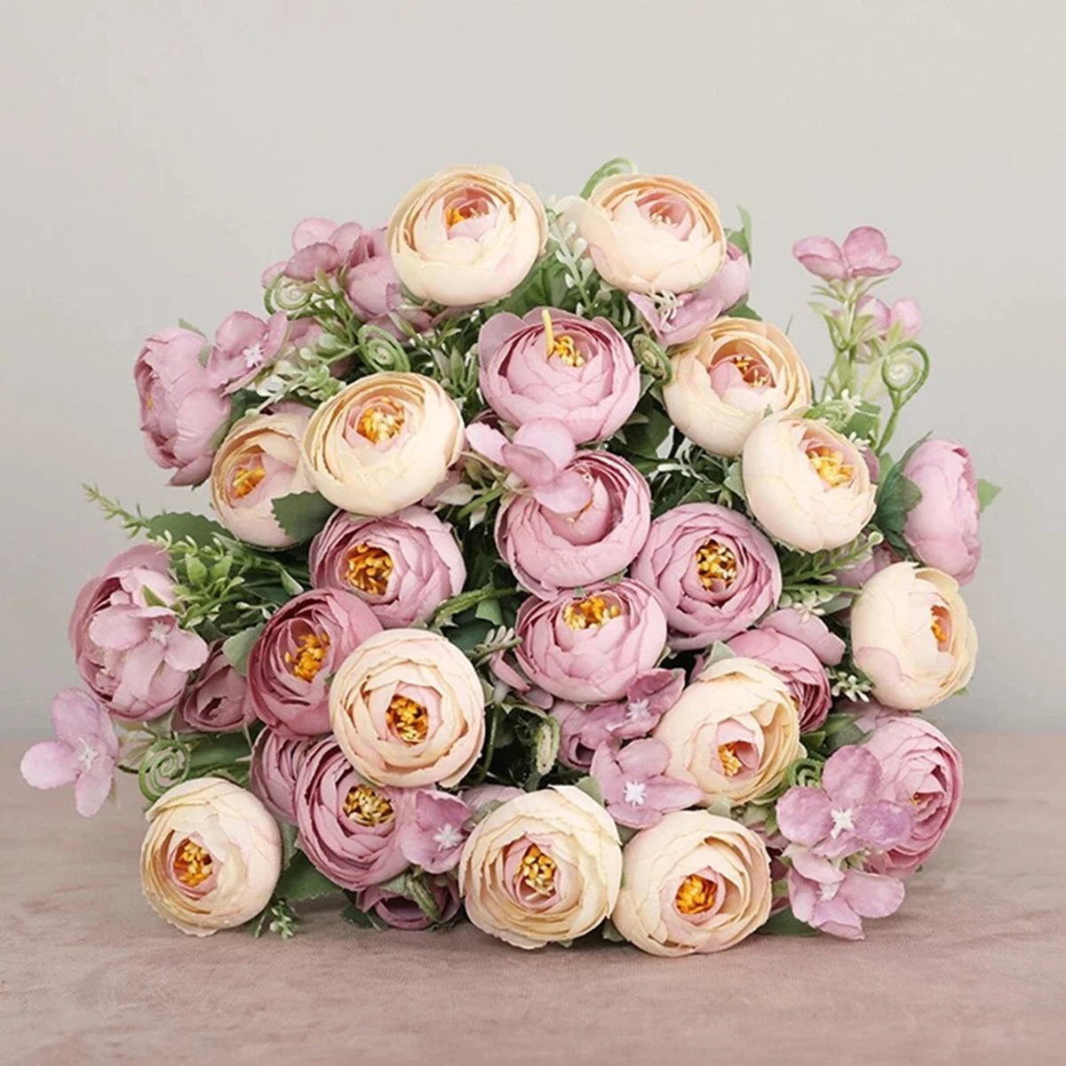 1 Bouquet Artificial Peony Tea Rose Flowers Camellia Silk Fake Flower