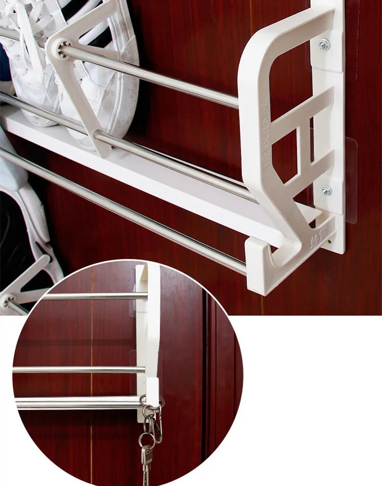 Simple Modern Door Rear Shoe Rack Magnetic Suction Non-Punching Storage Slipper Rack Wall Mounted Living Room Shoe Key Shelf 5