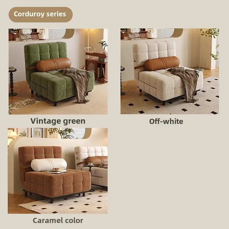 Folding Dual-purpose Small Apartment Living Room Retro Multi-functional Sofa Bed Single Sofas Furniture French Cream Sofa Bed
