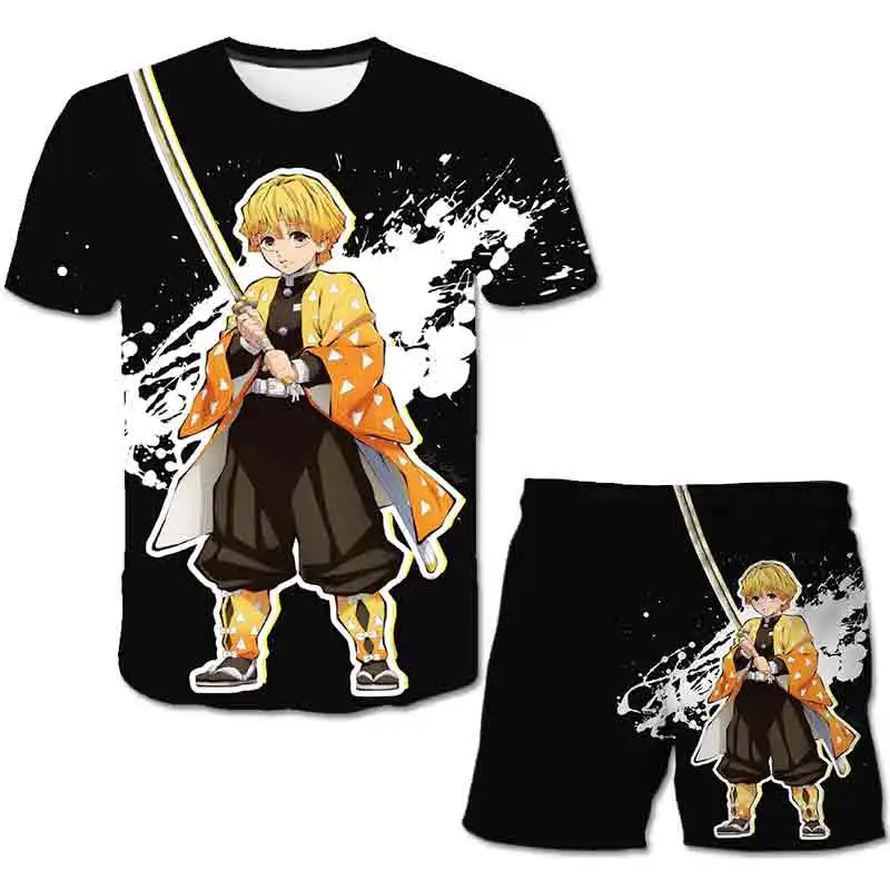 

Cartoon Demon Slayer Suits Clothing Children's Baby Boys Girls Summer T Shirts & Short Trousers Clothes Outfits 3D Printing Sets