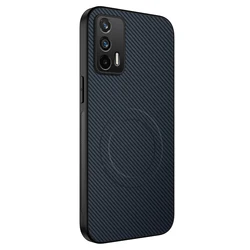 Luxury Carbon Fiber Armor Shockproof Phone Case - Skin Feel Protective Cover with Magnetic Feature - Realme GT Neo2T (Blue)