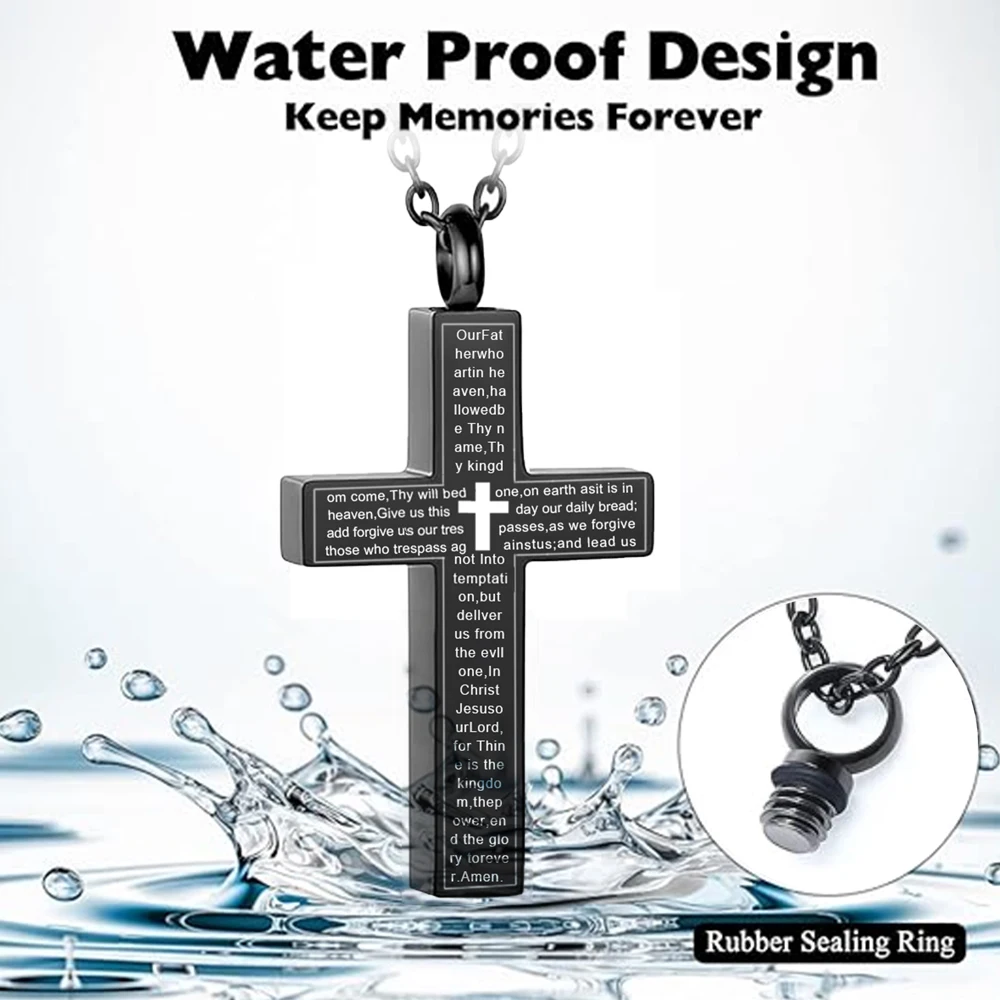 Urn Necklace for Ashe Stainless Steel Cremation Jewelry for Ashes Cross Ashes Necklace Memorial Cross Urn Men Women cremation jewelry