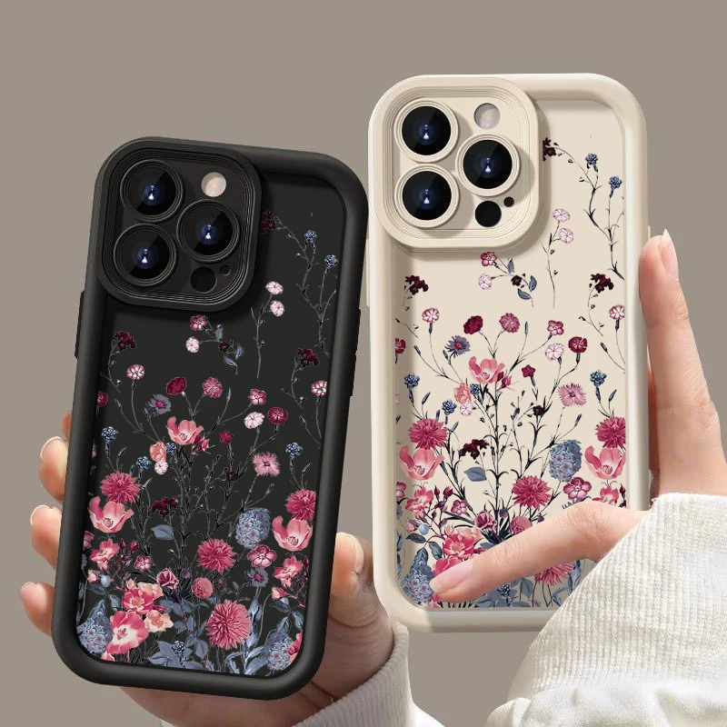 Luxury Red Flower Shockproof Silicone Bumper Phone Case