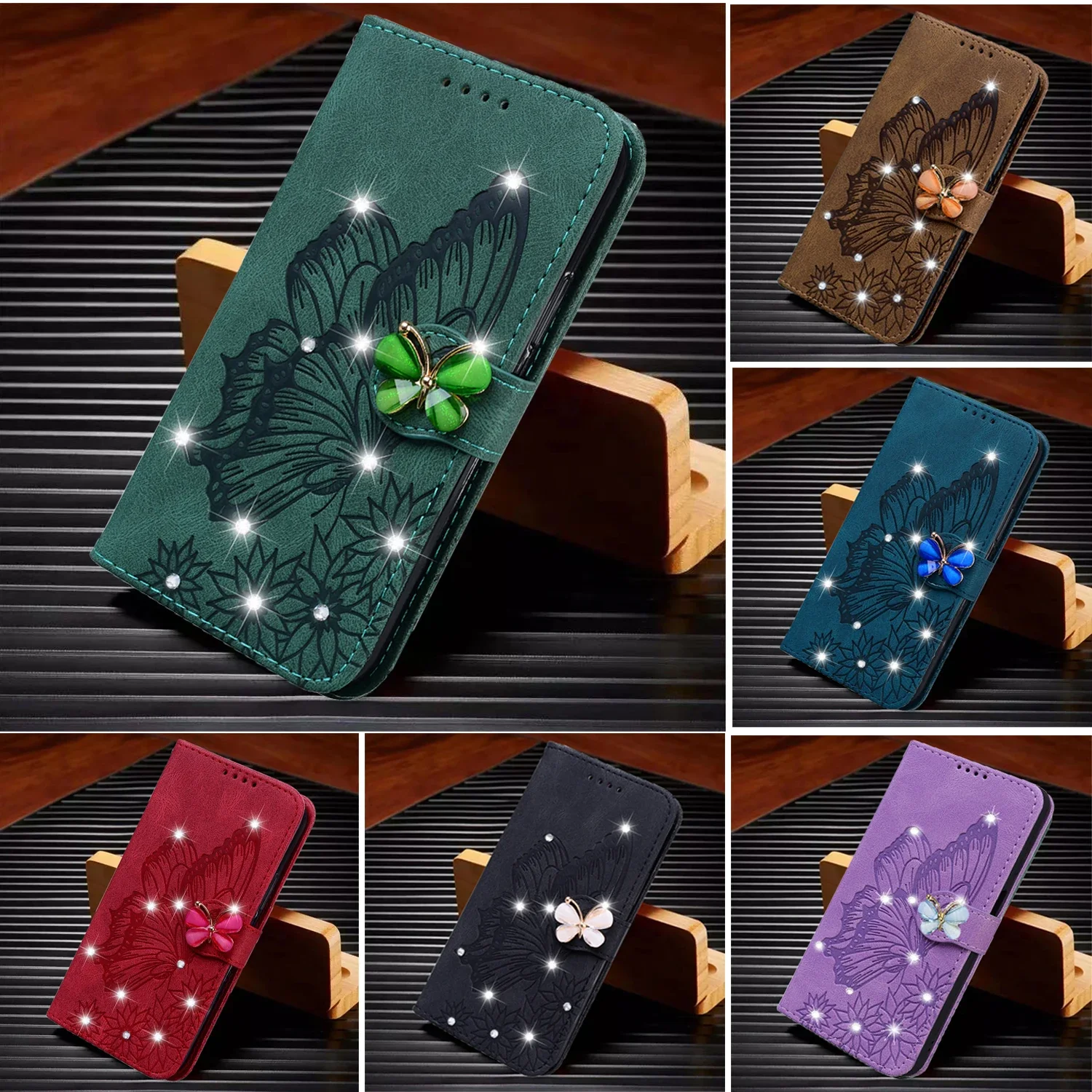 Portafoglio In Pelle Custodia Per Telefono Bling Per Samsung Galaxy S23 Ultra S22 Plus S21 A54 A14 A34 A15 A24 A12 A52 Note20 Stand Cute Cover