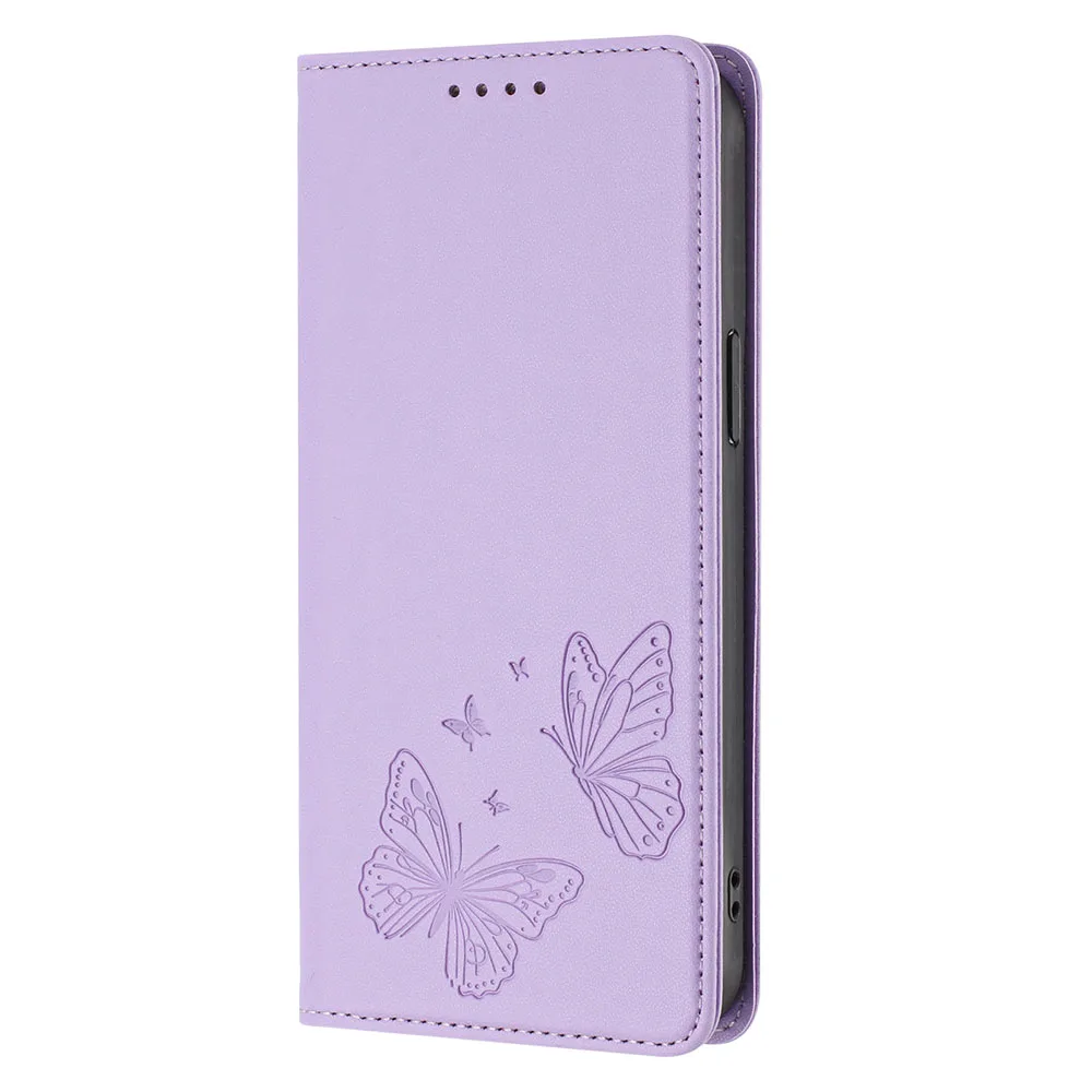 Magnetic Wallet Flip Leather Case with Butterfly Flower Design