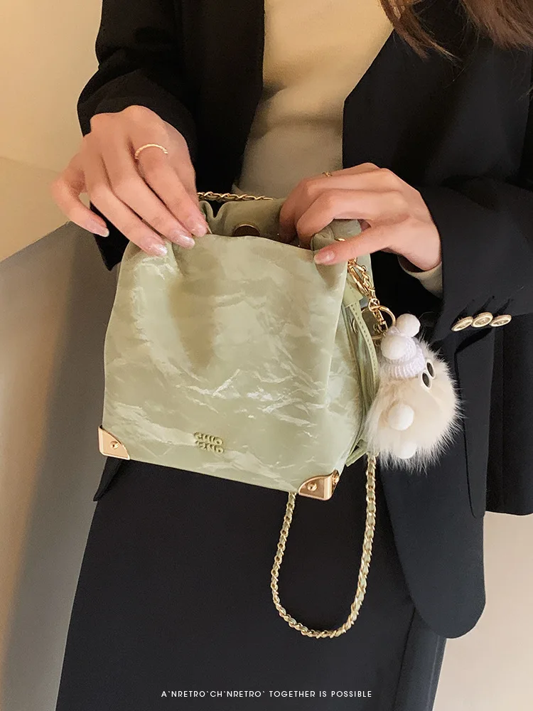 JIAERDI Vintage Green Messenger Bag Purse Women Retro Evening Chain Bucket Bag Ladies Shoulder Crossbody Luxury Design Bags 2025