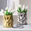 Nordic Ceramic Irregular Vase Electroplating Vase Living Room Office Decoration Simple Modern Flower Arrangement Home Decoration 2