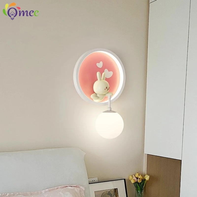 Cute Girl Wall Lamps LED Pink Children's Room Princess Room Bedside Lamp Modern Warm baby Room Nursery Girl Bedroom Wall Lights