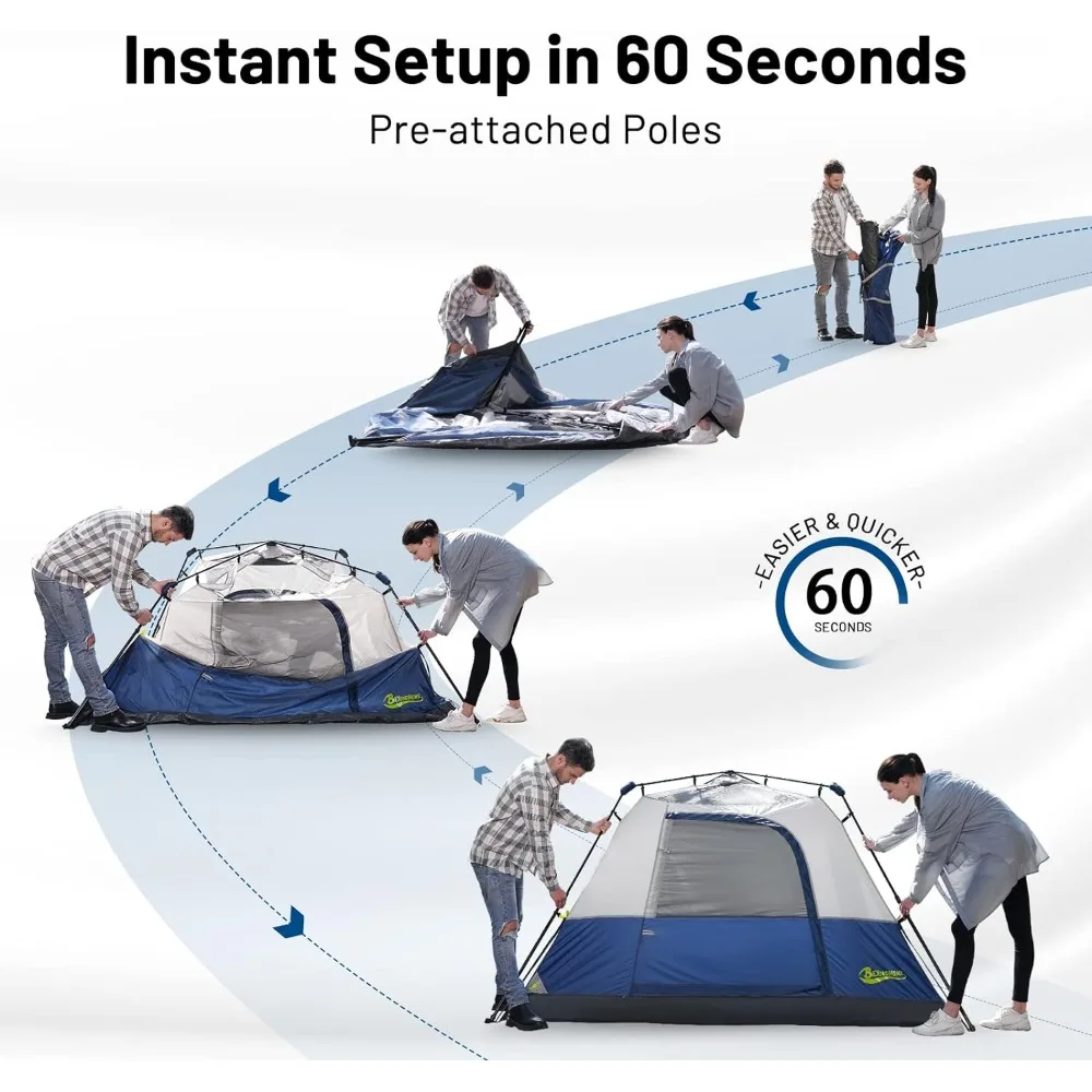 Instant Tent, 4 Person/6 Person Cabin Tent Setup in 60 Seconds 2