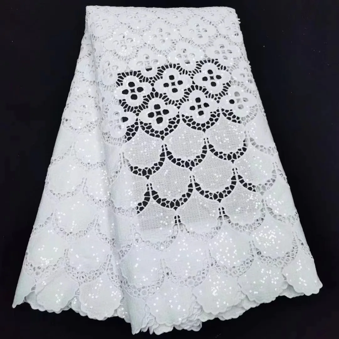 

Hot Sale African Cord Lace Fabric High Quality Water Soluble Nigerian Guipure Cord Lace for Wedding ND5500
