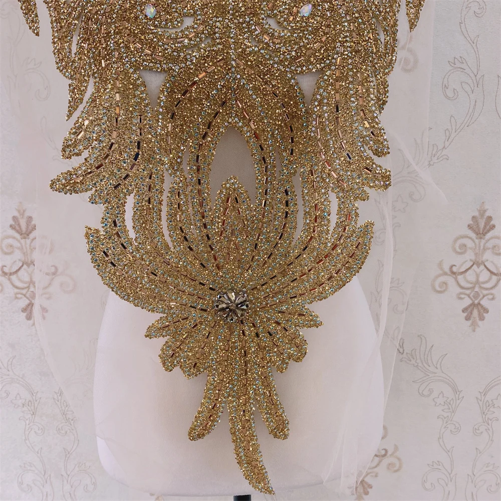 Gold Motif Hot Fix Rhinestones Embellishment Iron on DIY Patches Sewing Supplies craft Nigeria craft